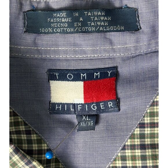 Tommy Hilfiger Plaid Short-Sleeve Button-Down Shirt Blue & Green Classic Mens XL - Picture 3 of 6